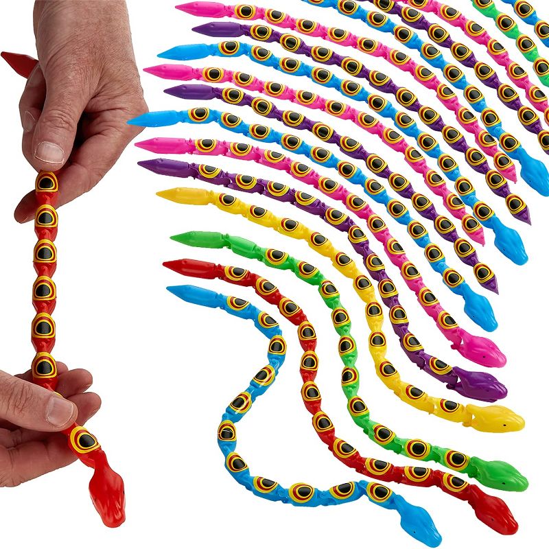 Kicko 15'' Long Plastic Toy Snakes with Movable Pieces - 24 Pack, 1 of 2