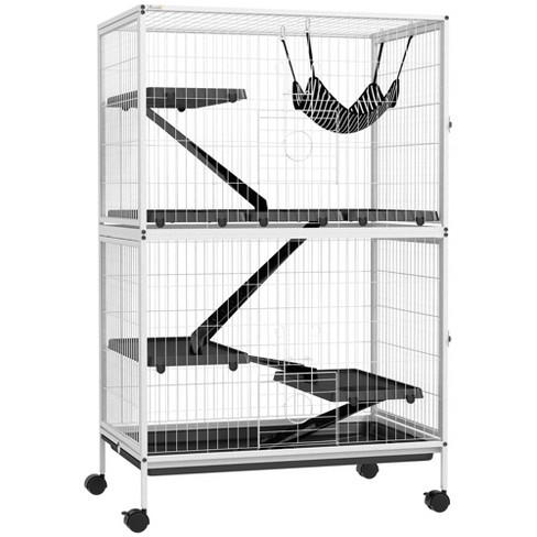 PawHut Small Animal Cage, Metal Ferret Cage, Chinchilla Play House, with  Rolling Casters, 2 Doors, Hammock - 33 in. H D51-226 - The Home Depot