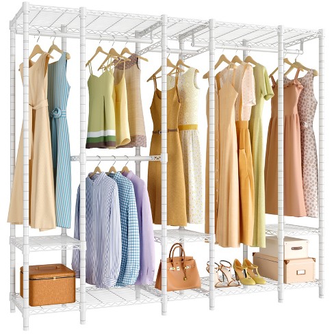 Freestanding Closet Organizer, Large Garment Clothes RackWhite