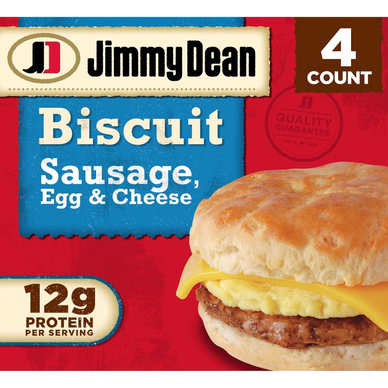 Jimmy Dean Sausage Egg &#38; Cheese Frozen Biscuit Sandwiches - 18.4oz/4ct, 1 of 12