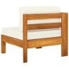 vidaXL Solid Acacia Wood Middle Sofa with Armrest and Cream White Cushions - Weather-Resistant Outdoor Furniture - 4 of 4