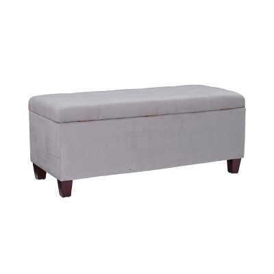 Carmen 48.5" Gray Microfiber Shoe Storage Ottoman with Cushioned Top
