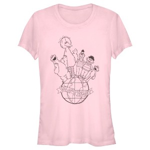 Junior's Sesame Street Globe Group Outline T-Shirt - 1 of 4
