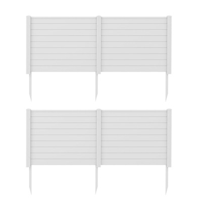 Tangkula 2PCS Air Conditioner Fence, Decorative Trash Can Enclosure with Stakes 48”L x 37.5”H Pool Equipment Fence Screen Black/White