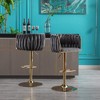 Velvet Bar Stools Set of 2 with Adjustable Height, 360¡ã Swivel, Footrest, and Metal Legs for Kitchen, Bar, or Restaurant - 2 of 4