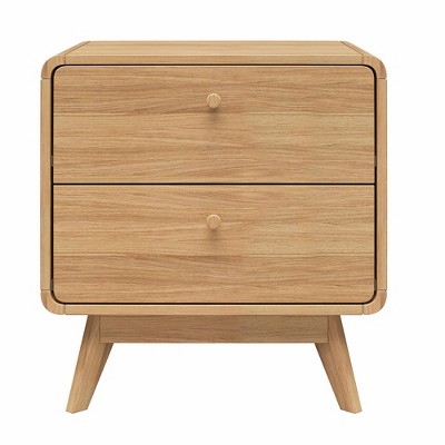 Ren Home Leva Scandinavian-Style 2-Drawer Nightstand, Oak