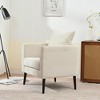 Gulches Modern Chenille Accent Chair Mid-Century Upholstered Armchair with Pillow, Wood Legs, Comfortable Reading Lounge Chair(Beige) - 4 of 4