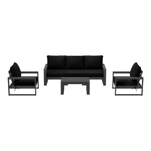 WestinTrends Montara 6-Piece Modern HDPE Outdoor Patio Furniture Sofa Conversation Set with Coffee Table - 1 of 4