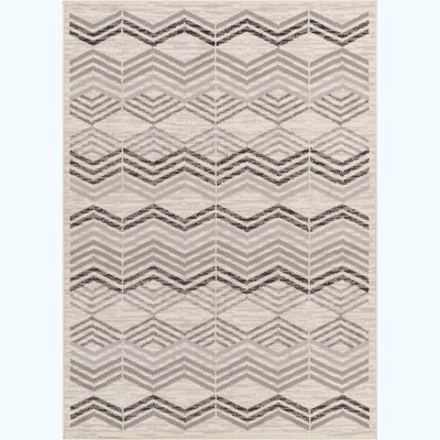 Mark & Day Burden 7'10"x10' Rectangle Woven Indoor Area Rugs Charcoal: Modern Chevron Pattern, Stain-Resistant, Pet Friendly