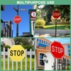 Unique Bargains Aluminum Reflective Rust Free Waterproof Stop Sign Black Lettering On Pink Background - 4 of 4