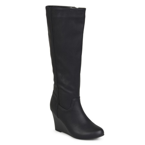 Ladies knee high hot sale wedge boots