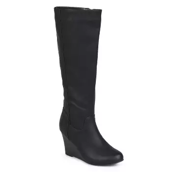 Journee Collection Womens Langly Wide Calf Wedge Knee High Boots, Grey ...