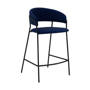 26" Nara Faux Leather and Metal Finish Counter Height Barstool - Armen Living