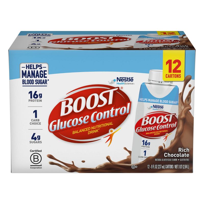 Boost Glucose Control Nutritional Shakes - Rich Chocolate - 8 fl oz/12pk, 1 of 7