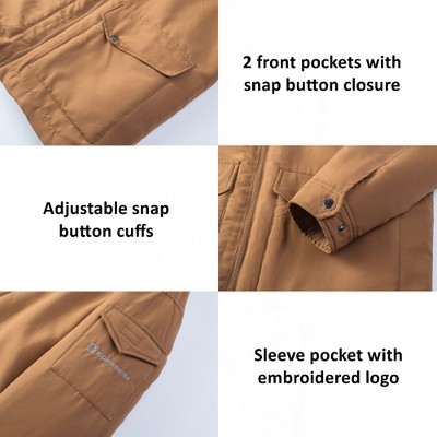 Alpine Swiss Shane Mens Faux Shearling Lined Parka Hooded Winter Coat Cargo Utility Jacket Tan Large — фото 3