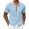COOFANDY Mens Knit Button Down Shirts Casual Textured Polo Shirt Short Sleeve Vintage Summer Beach Tops - 4 of 4