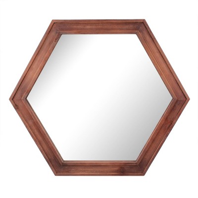 Wooden Hexagon Stratford Decorative Wall Mirror Maroon - Stonebriar Collection