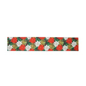Unique Bargains Christmas Table Runner Christmas Large Flower Polyester Red White Green 71x14 Inch 1Pc - 1 of 4
