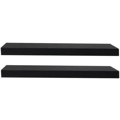 Black Faux Wood Floating Wall Shelves Set of 2