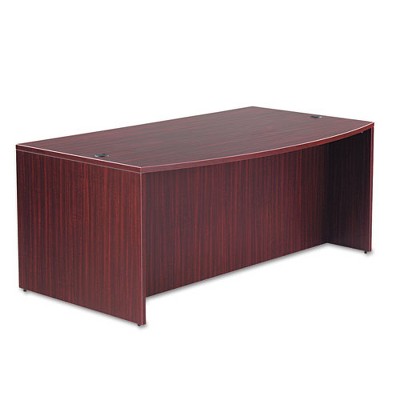 Mahogany Bow Front Desk Shell with Full-Length Modesty Panel