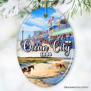 Ocean City Ceramic Ornament, Maryland Coastal Themes Christmas Decoration and Gift| OrnamentallyYou - 1 of 4