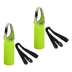 Unique Bargains Neoprene Insulated Removable Shoulder Straps Water Bottle Sling Bags 2.64"x7.28" 2 Pcs Fluorescent Green - 1 of 4