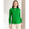 INSPIRE CHIC Women's Office Keyhole Elegant Stand Collar Long Sleeve Back Neck Button Blouse - 3 of 4