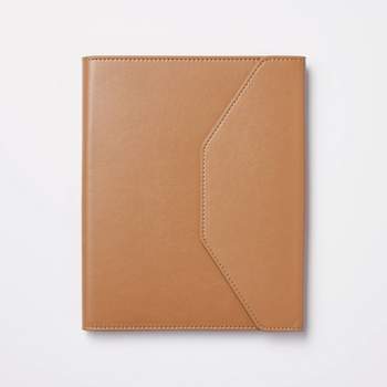 Faux Leather Padfolio with Pockets and 80 Page College Rule Notepad Brown - Threshold™