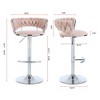 CAVINAS Set of 2 Adjustable Swivel Bar Stools,Velvet Counter Stools with Chrome Footrest & Chrome Base,Bar Chairs for Home Pub & Kitchen Island - 3 of 4