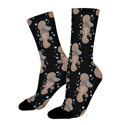 Baby Platypus Cartoon Women Printed Crew Socks Funny Funky Socks Soft Polyester Novelty Gifts for Artists Men