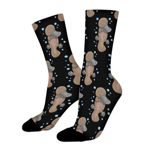 Baby Platypus Cartoon Women Printed Crew Socks Funny Funky Socks Soft Polyester Novelty Gifts for Artists Men - 1 of 1