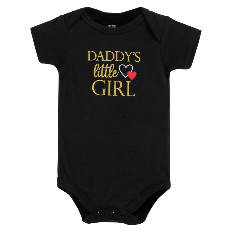 Hudson Baby Infant Girl Cotton Bodysuits, Girl Daddy Red Black 3Pk, 5 of 6
