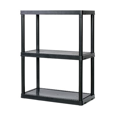 white storage shelving units