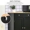 Sideboard with Solid Wood Countertop, Modern Kitchen Storage Cabinet, Coffee Bar Cabinet with 3 Drawers, Doors and Adjustable Shelf, Black - 3 of 4