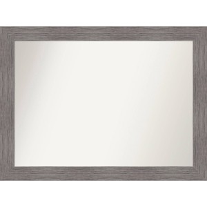 44" x 33" Non-Beveled Pinstripe Plank Gray Bathroom Wall Mirror - Amanti Art: Modern Rectangle, Wall Mount - 1 of 4