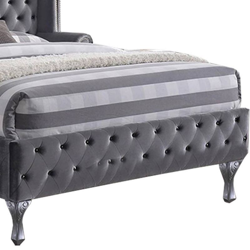 Rebekah Queen Bed Gray Fabric - Acme Furniture, 4 of 7