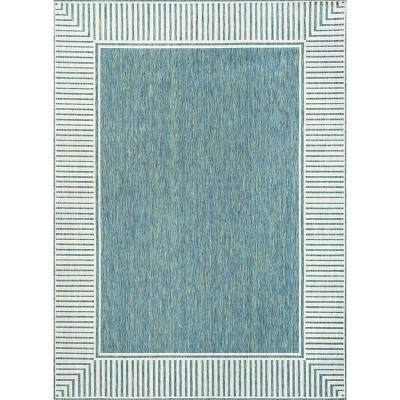 nuLOOM Asha Striped Border Stain Resistant High Traffic Outdoor Area Rug