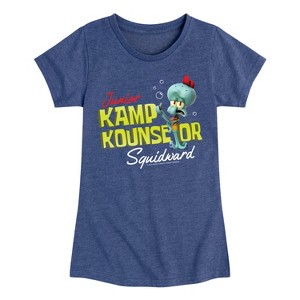 Girls' - SpongeBob SquarePants - Kamp Koral Kamp Kounselor Squidward Fitted Short Sleeve Graphic T-Shirt - 1 of 4
