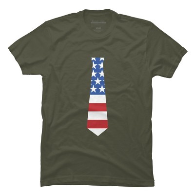 Men's Design By Humans Fourth Of July Simple American Flag Tie By FreshDressedTees T-Shirt