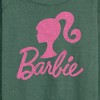 Women's - Barbie - Logo Pink Glitter Lightweight French Terry Wide Neck Long Sleeve Shirt - 2 of 4