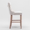 CIPACHO Contemporary Velvet Upholstered Barstools with Button Tufted Decoration and Wooden Legs, Bar Chairs,Bar stools, Set of 2 (Beige),SW2002BG - 3 of 4