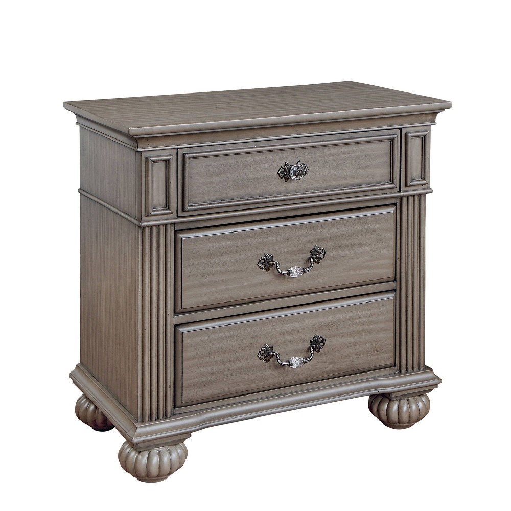 Photos - Storage Сabinet Pennings 3 Drawer Nightstand with Bun Feets Gray - HOMES: Inside + Out: An