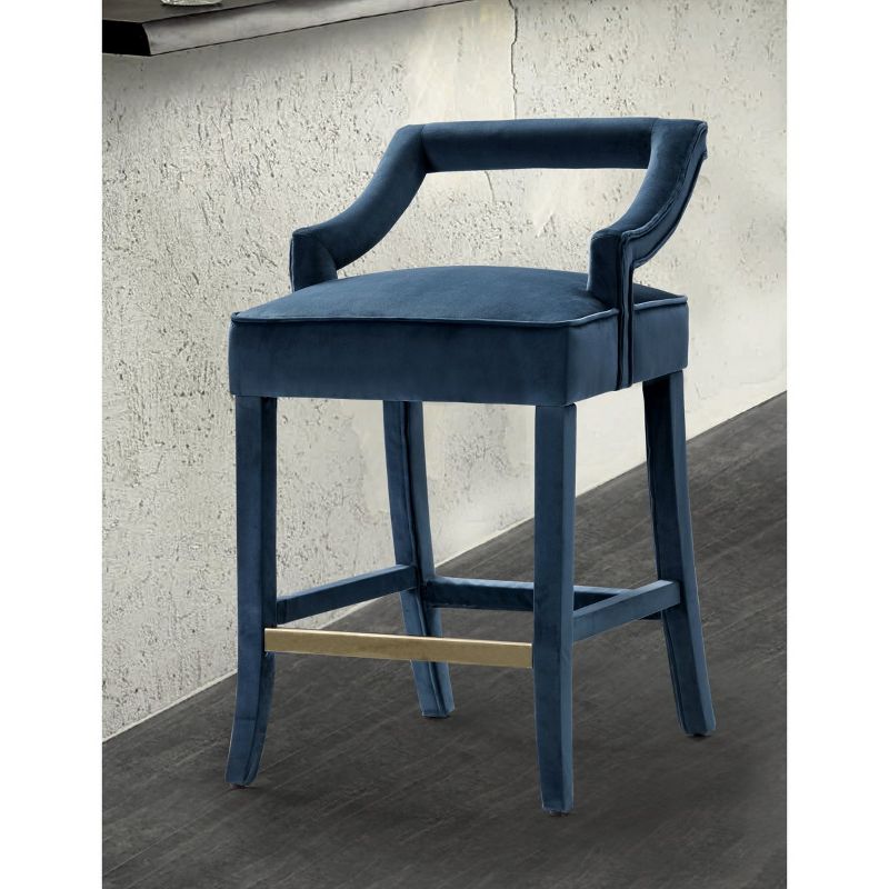Iconic Home Half-Back Velvet Counter Stool, Catalina, 2 of 9