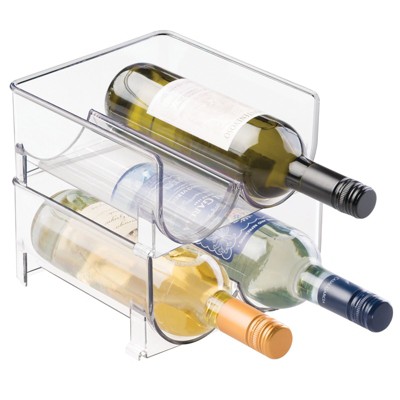 Mdesign Stackable Plastic 2 Bottle Refrigerator Wine Rack Holder, 2 ...