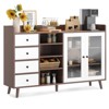 Farmhouse Sideboard Buffet Cabinet with Open Racks & 4 Drawers, Kitchen Cabinet with Glass Doors & Adjustable Shelf - 4 of 4