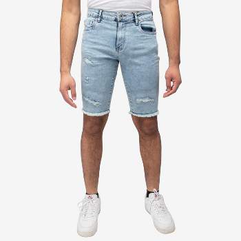 RAW X Men's Denim Shorts, Rips Distress Frayed Cut Off Slim Fit Jeans Short