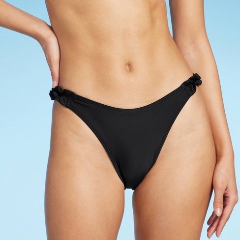 Women's Scoop Front Extra High Leg Thong Bikini Bottom - Wild Fable™ Black  : Target