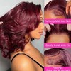 Jessie's Wig 12-14 Inch Glueless Pull Go 99J Red Wavy Short Bob Wig With Curtain Bangs 13x5/6x5 Pre Cut Lace - 3 of 4