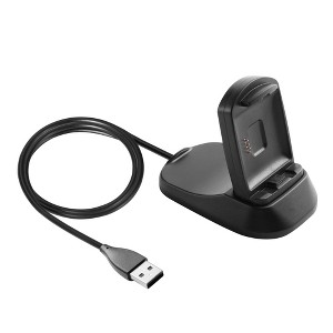 Insten USB Charging Stand Compatible with Fitbit Blaze Smartwatch, Docking Station Charger with Integrated USB Cable, Black, 3.3 ft - 1 of 4