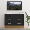 Jojoka 6 Drawer Dresser for Bedroom, Narrow Wooden Storage Organizer Cabinet with Metal Legs, for Living Room, Black - 4 of 4
